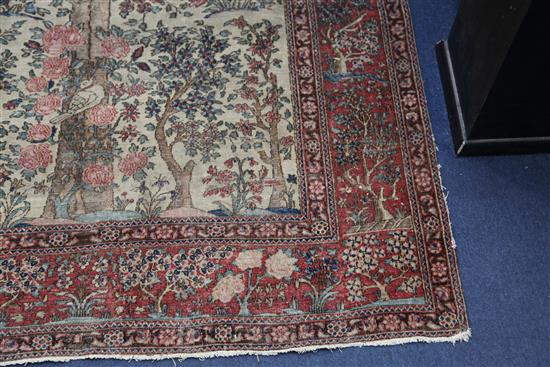 An antique Kerman Tree of Life rug, 6ft 3in by 4ft 4in.